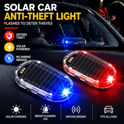 Solar Powered Fake Car Alarm Light – Auto Sensor Simulated LED Security Flashing Lamp