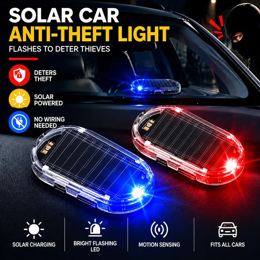 Solar Powered Fake Car Alarm Light – Auto Sensor Simulated LED Security Flashing Lamp