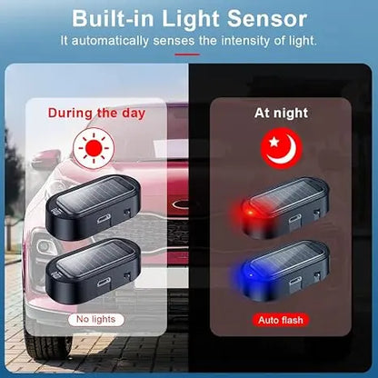 Solar Powered Fake Car Alarm Light – Auto Sensor Simulated LED Security Flashing Lamp